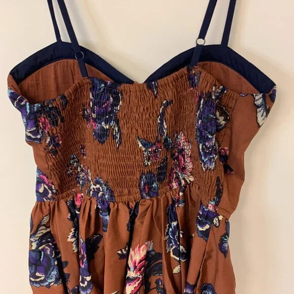 Band Of Gypsies Mini Dress Corset Dark Floral Boho Fairy Romantic Resort SZ S - Picture 4 of 10